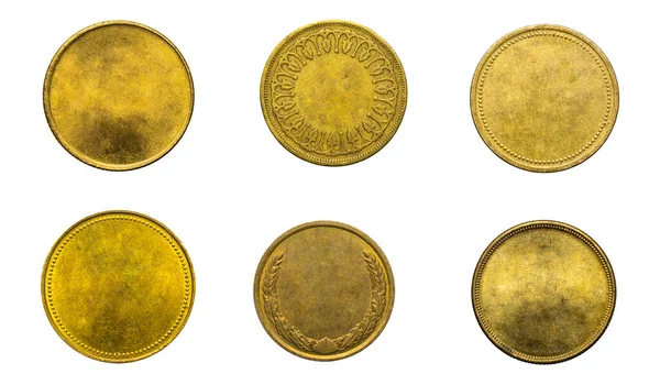 Old Empty Gold Coin White Isolated Background — Stock Photo, Image