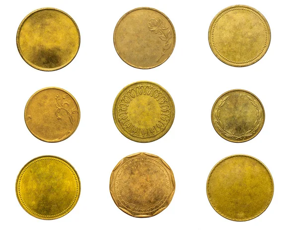 Παλιό Άδειο Χρυσό Νόμισμα Λευκό Φόντο — Φωτογραφία Αρχείου