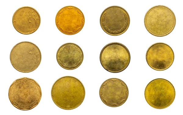 Vieja Moneda Oro Vacía Sobre Fondo Blanco Aislado —  Fotos de Stock