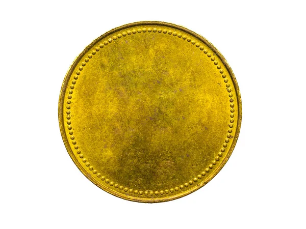 old empty gold coin on white isolated background