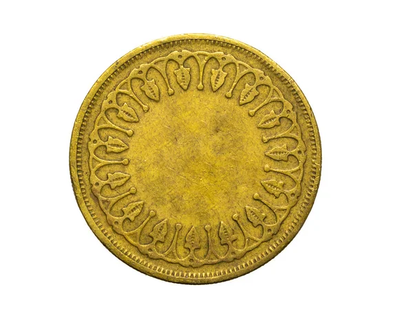 Monedă Aur Gol Vechi Fundal Alb Izolat — Fotografie, imagine de stoc