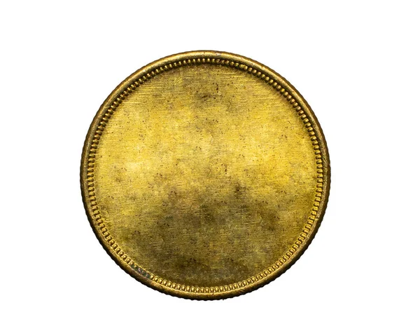 Vieja Moneda Oro Vacía Sobre Fondo Blanco Aislado — Foto de Stock