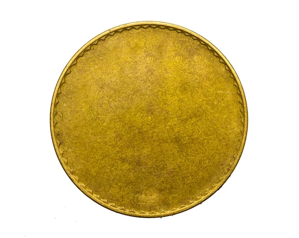 Стара Порожня Золота Монета Білому Ізольованому Фоні — стокове фото