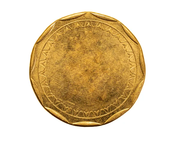 Alte Leere Goldmünze Auf Weißem Isoliertem Hintergrund — Stockfoto