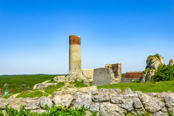 stock image castle ruins on the mountain in Olsztyn