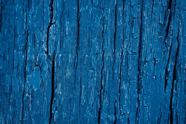 Vieux Bois Fissuré Peint Bleu Fond Texture — Photo