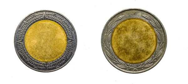 Παλιό Άδειο Χρυσό Ασημένιο Νόμισμα Ένα Λευκό Απομονωμένο Φόντο — Φωτογραφία Αρχείου