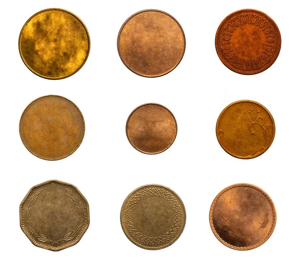Oud Leeg Goud Zilveren Munt Een Witte Geïsoleerde Achtergrond — Stockfoto