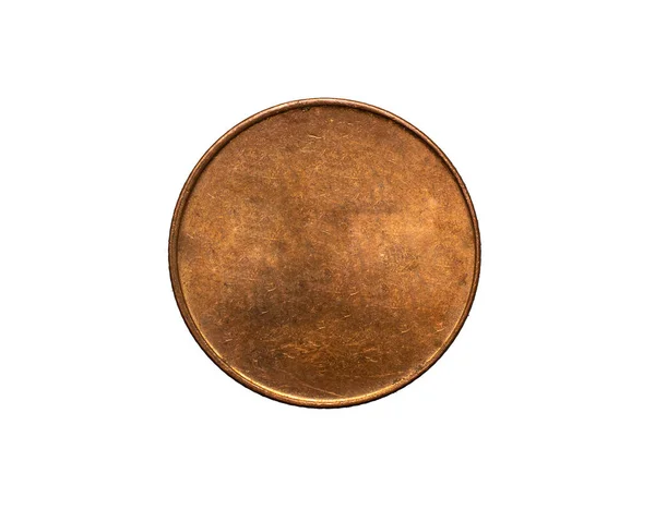Old Empty Copper Coin White Isolated Background — Stock Photo, Image