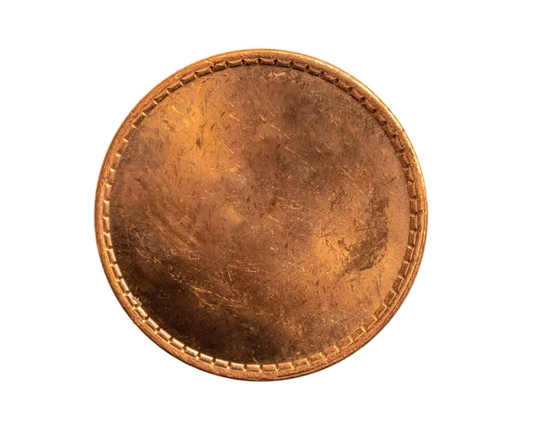 Old Empty Copper Coin White Isolated Background — Stock Photo, Image