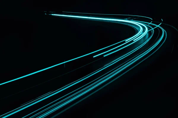 stock image blue car lights at night. long exposure