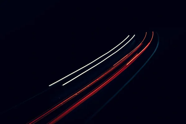 Luminile Mașinilor Care Conduc Noaptea Expunere Lungă — Fotografie, imagine de stoc