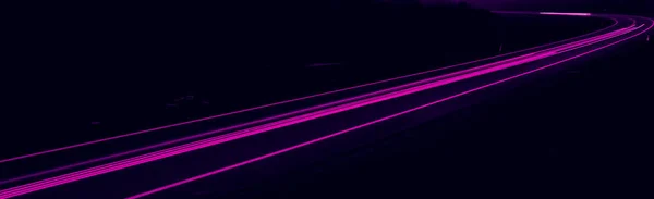 Geceleri Mor Araba Işıkları Uzun Pozlama — Stok fotoğraf