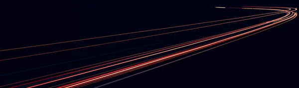 Φώτα Των Αυτοκινήτων Οδήγηση Νύχτα Μεγάλη Έκθεση — Φωτογραφία Αρχείου
