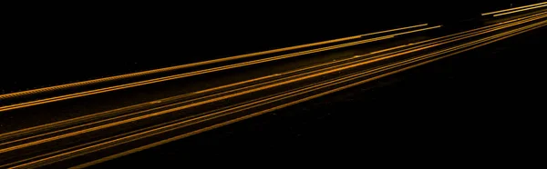 Pomarańczowe Światła Samochodu Nocy Długotrwałe Narażenie — Zdjęcie stockowe