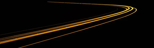 Оранжевые Огни Машины Ночью Длительное Воздействие — стоковое фото