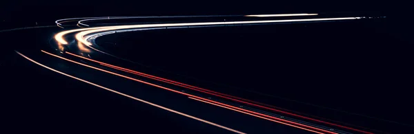 Lights Cars Driving Night Long Exposure — Stock Photo, Image