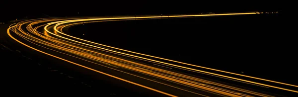 Luzes Laranja Carro Noite Exposição Prolongada — Fotografia de Stock