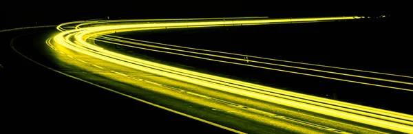 Жовті Вогні Автомобіля Вночі Довга Експозиція — стокове фото