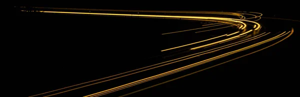 Luzes Laranja Carro Noite Exposição Prolongada — Fotografia de Stock