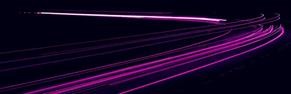 Violette Autoleuchten Der Nacht Langzeitbelichtung — Stockfoto