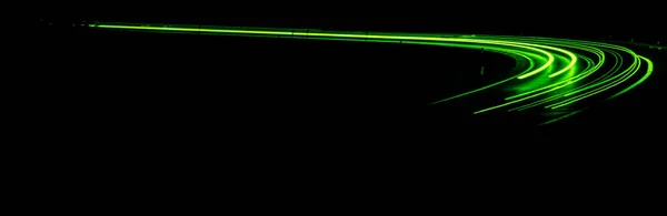 Grüne Autoleuchten Der Nacht Langzeitbelichtung — Stockfoto