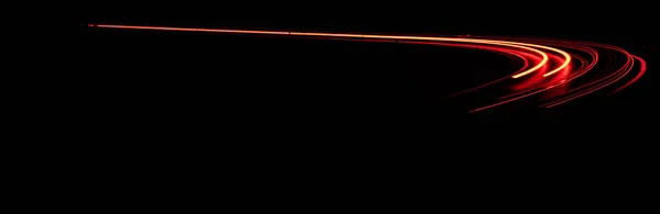 Röda Bilstrålkastare Natten Långvarig Exponering — Stockfoto
