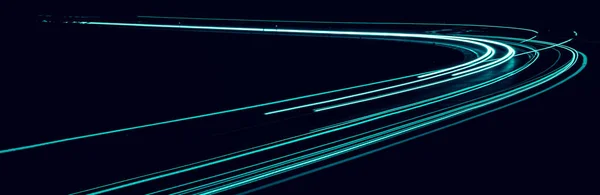 Niebieskie Światła Samochodu Nocy Długotrwałe Narażenie — Zdjęcie stockowe