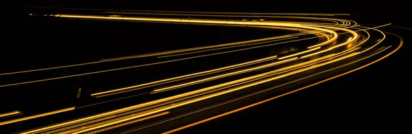 Оранжевые Огни Машины Ночью Длительное Воздействие — стоковое фото