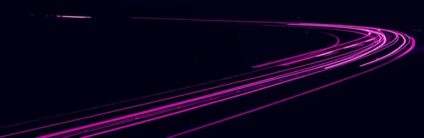 Luzes Carro Violeta Noite Exposição Prolongada — Fotografia de Stock