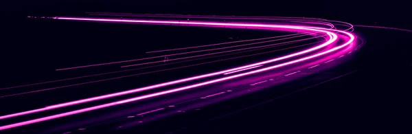 Фіолетові Автомобільні Вогні Вночі Довга Експозиція — стокове фото