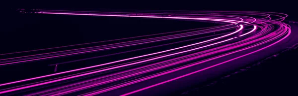 Фіолетові Автомобільні Вогні Вночі Довга Експозиція — стокове фото