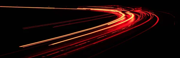 Czerwone Światła Samochodu Nocy Długotrwałe Narażenie — Zdjęcie stockowe
