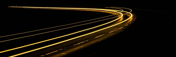 Orange Car Lights Night Long Exposure — Stock Photo, Image