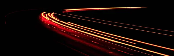 Geceleri Kırmızı Araba Işıkları Uzun Pozlama — Stok fotoğraf