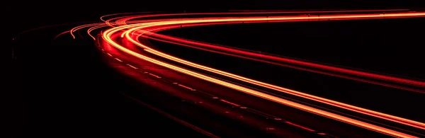 Rote Autoscheinwerfer Der Nacht Langzeitbelichtung — Stockfoto