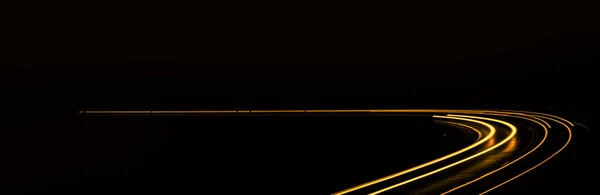 Orangefarbene Autoscheinwerfer Der Nacht Langzeitbelichtung — Stockfoto