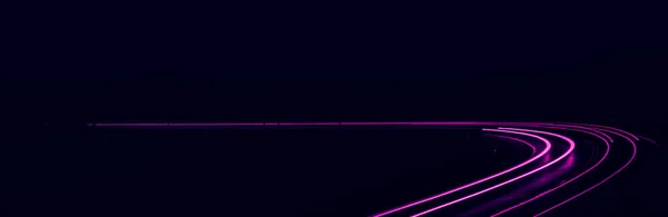 Fioletowe Światła Samochodu Nocy Długotrwałe Narażenie — Zdjęcie stockowe