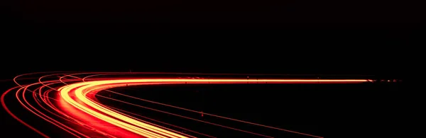 Червоні Вогні Автомобіля Вночі Довга Експозиція — стокове фото