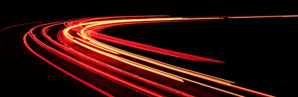 Red Car Lights Night Long Exposure — Stock Photo, Image