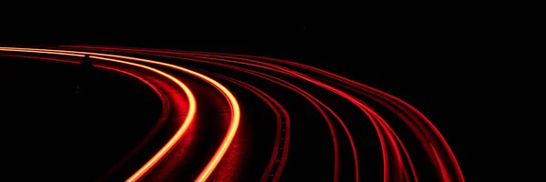 Geceleri Kırmızı Araba Işıkları Uzun Pozlama — Stok fotoğraf