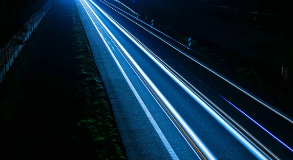 Lights Cars Driving Night Long Exposure — Stock Photo, Image