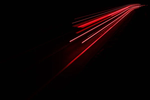Lichten Van Auto Rijden Nachts Lange Blootstelling — Stockfoto