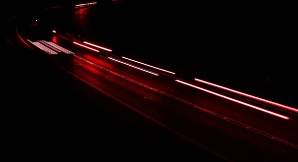 Вогні Машин Їздять Вночі Довга Експозиція — стокове фото