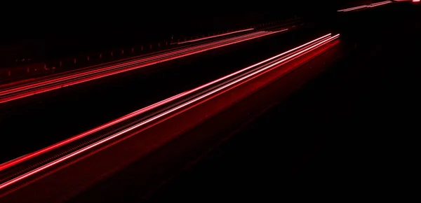 Luzes Carros Dirigindo Noite Exposição Prolongada — Fotografia de Stock