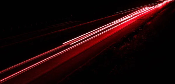 Огни Машин Едущих Ночью Длительное Воздействие — стоковое фото