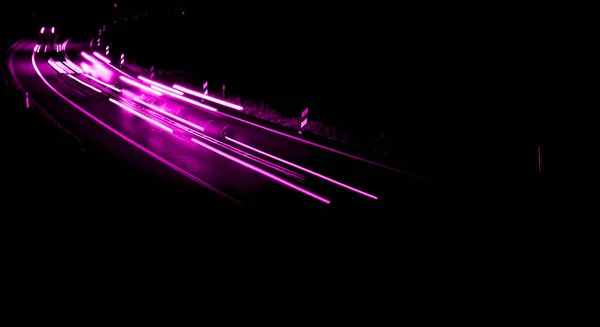 Feux Voiture Violets Nuit Longue Exposition — Photo