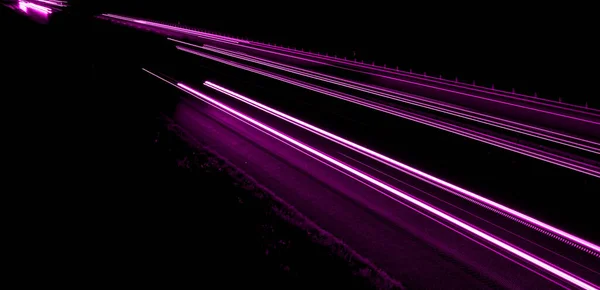 Lumini Violete Timp Noapte Expunere Lungă — Fotografie, imagine de stoc
