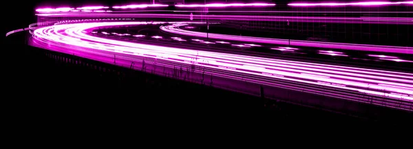 Violette Autoleuchten Der Nacht Langzeitbelichtung — Stockfoto