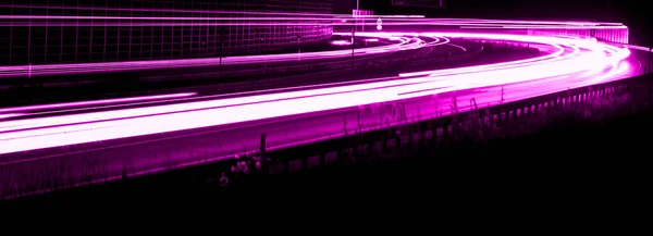 Violet Car Lights Night Long Exposure — Stock Photo, Image